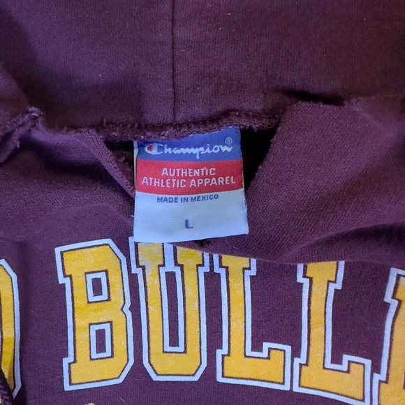 Champion UMD Bulldog Hockey Hoodie Mens Large Maroon Pullover Sweatshirt L - Picture 3 of 5